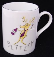 Pottery Barn REINDEER Coffee Mug BLITZEN - NEW